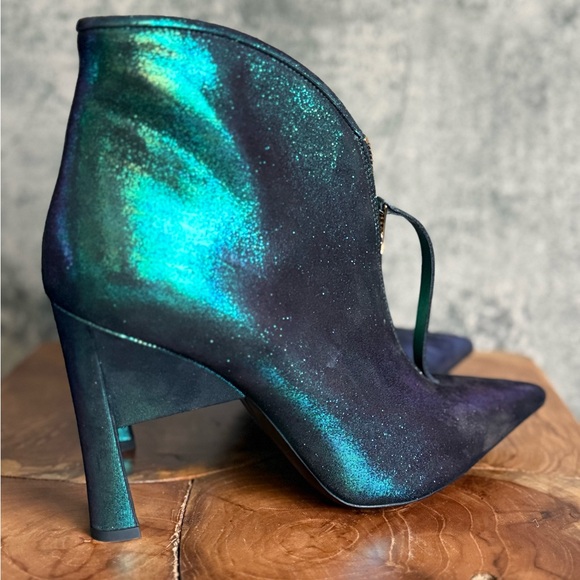 Emerald green Marni unique boot heels green stiletto booties with zipper - Picture 11 of 13